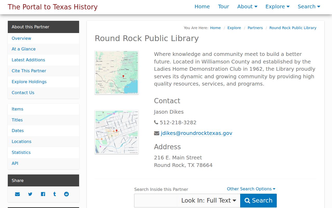 Round Rock city directory local-history collection at UNT