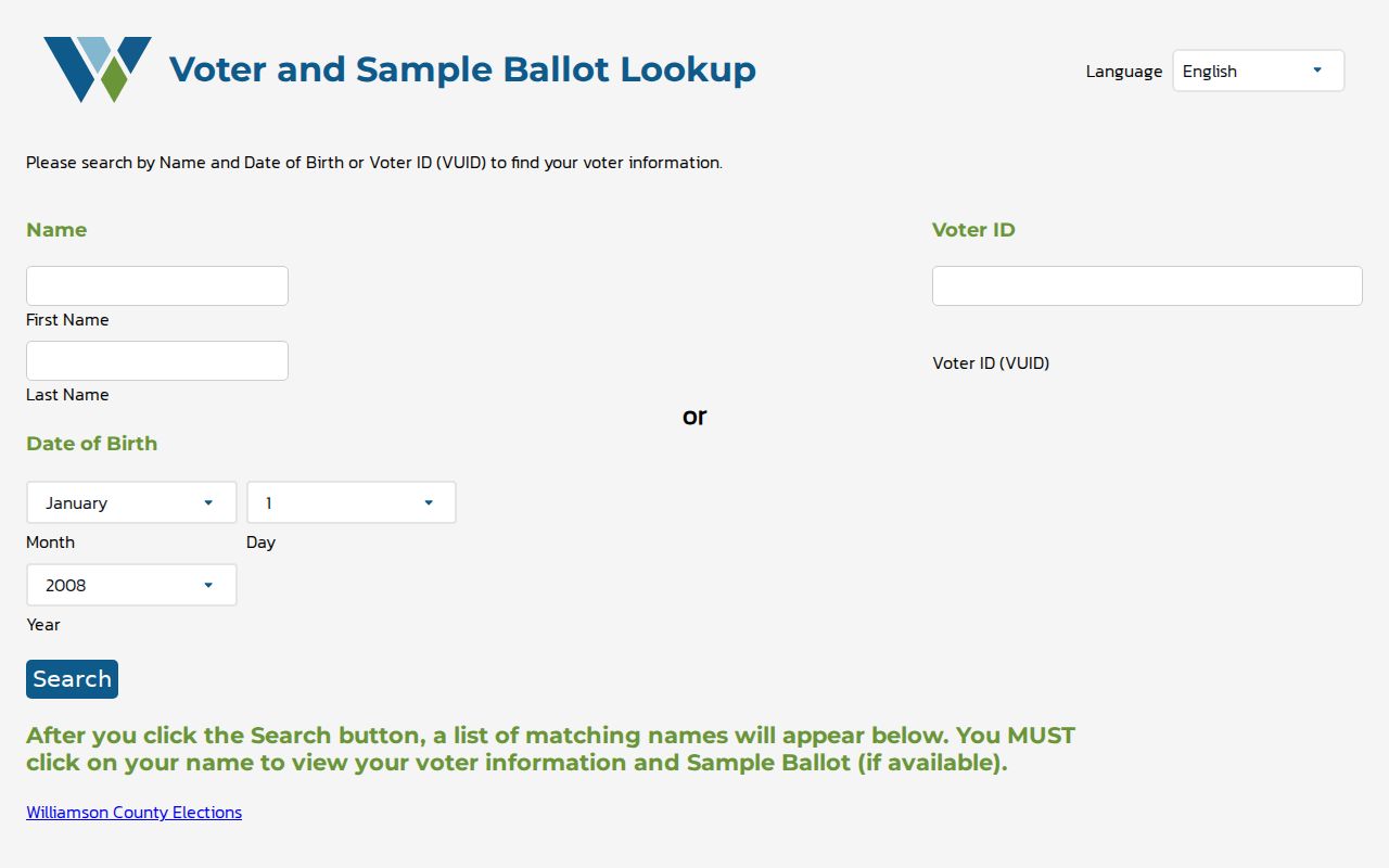 Round Rock residents directory Williamson County voter lookup route