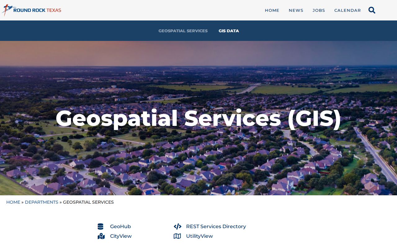 Round Rock neighbors reference showing the City GeoHub and geospatial data routes