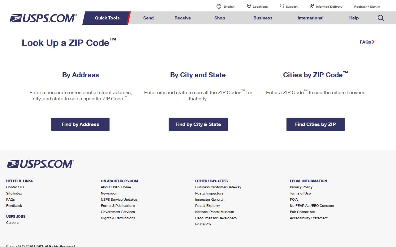 Round Rock ZIP code USPS ZIP Code Lookup screen